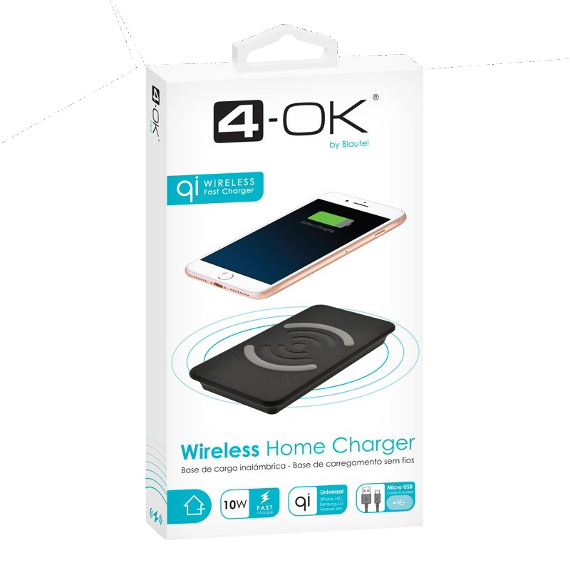 4-OK QI Wireless Mains Charger 10 Watts - Black